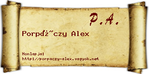 Porpáczy Alex névjegykártya